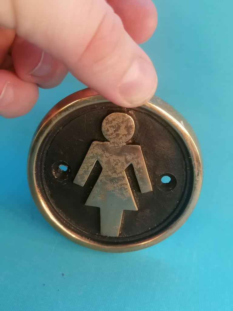 Vintage  brass  Toilet Lady door badge. Measurements on my pictures. As seen.