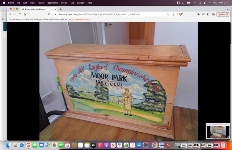 Solid wood painted Moor Park Golf Club box central London bargain 