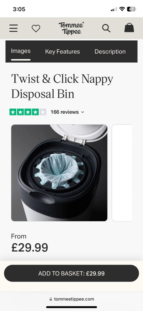 Twist & Click Nappy Disposal Bin from Tommee Tippee
