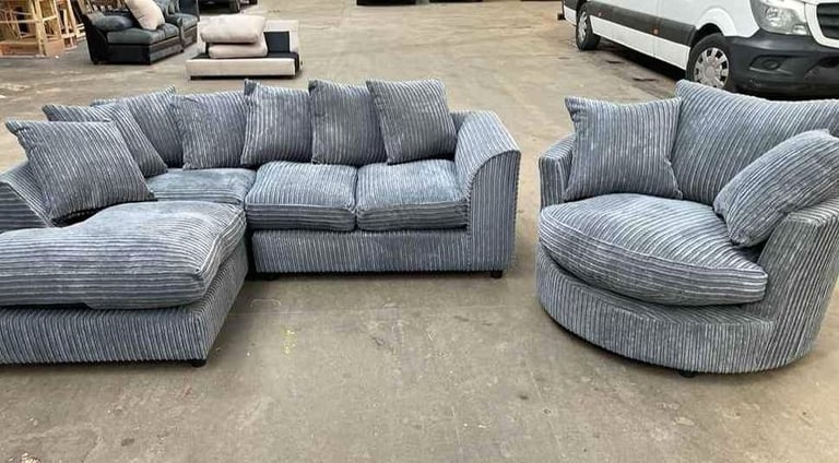 Grey L Shaped Sofa And Cuddle Chair