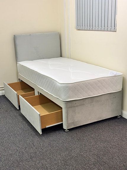 image for Single Divan Bed With Mattress and Storage Drawers ! 