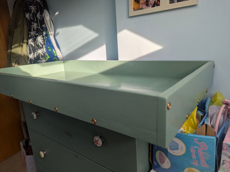 Beautiful Solid Pine IKEA Tarva Chest of Drawers + Bespoke Sliding Changing Table Top