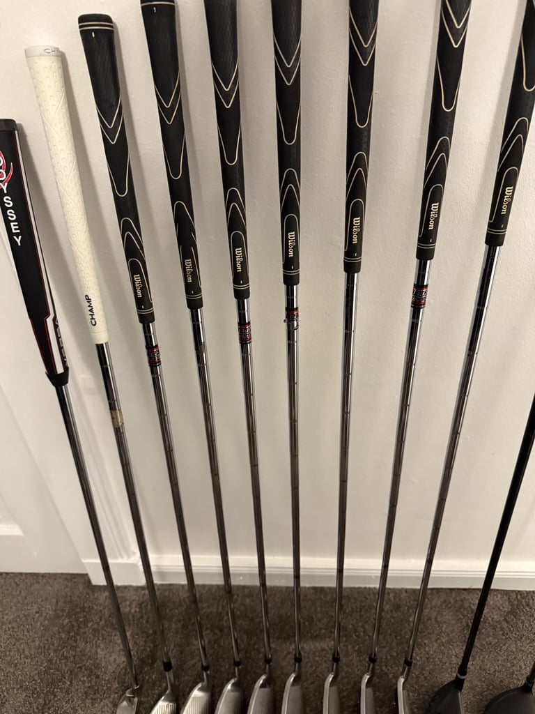 Full set of Wilson, Titlesit, ping golf clubs + Wilson cart bag