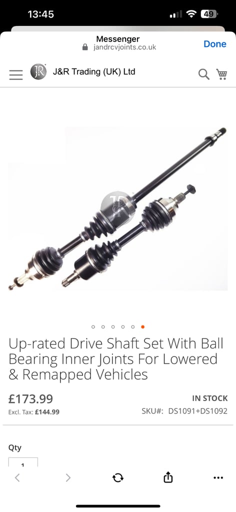 Up-rated Drive Shaft Set With Ball Bearing Inner Joints 