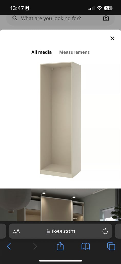 image for New IKEA pax grey beige open wardrobe frame 236 cm x 75 cm x 58 cm - new