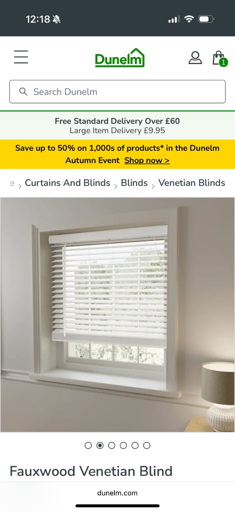 image for Fauxwood Venetian Blind 165cm x 120cm 50 mm slats 