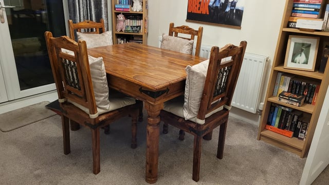 Solid mahogany wood table and 4 chairs. REDUCED FOR QUICK SALE | in  Woolston, Cheshire | Gumtree