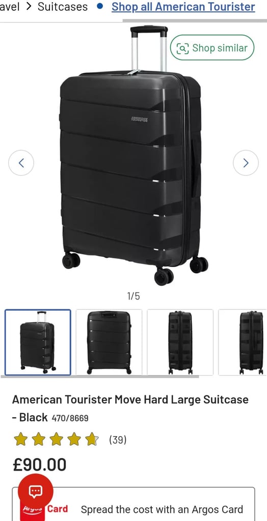 Large American Tourister Move Hard Large Suitcase Black