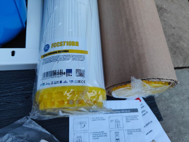AQUAFILTER 10" Big Blue Whole House Water Filter System + Water Softening Filters NEW