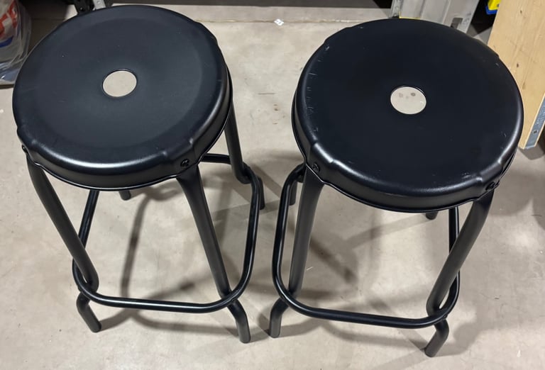 X2 ikea black stools perfect for a bar.