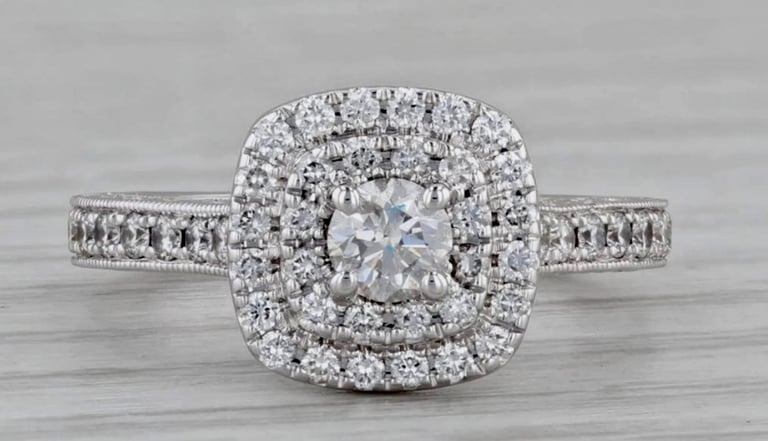 Neil Lane 14ct White Gold 0.87ct Diamond Halo Ring – Cost £3,250