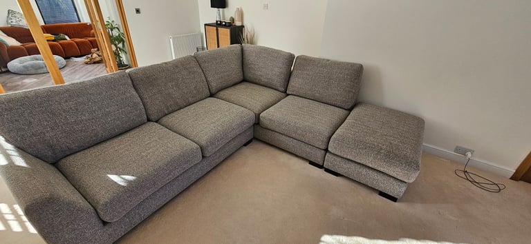 image for Barker and Stonehouse Grey Weave Corner Sofa With Detachable Footstool