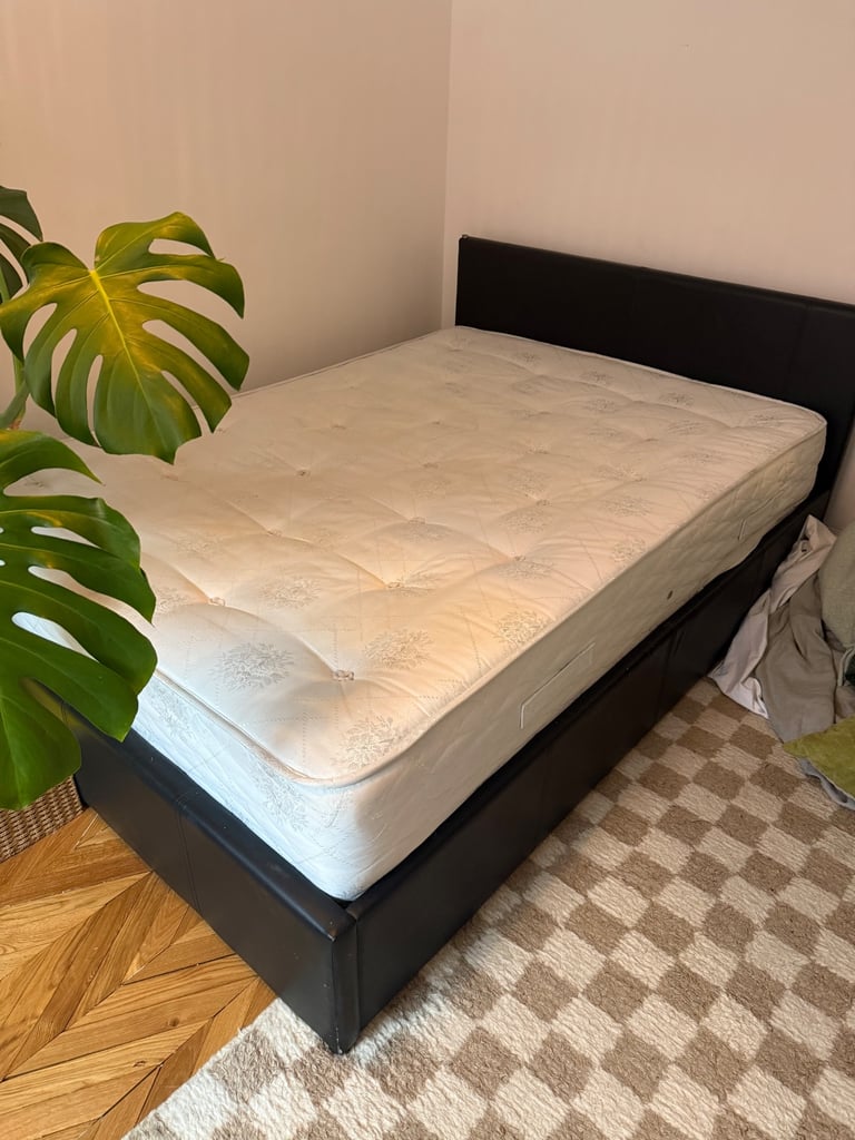 2x Leather Double Beds and Mattresses