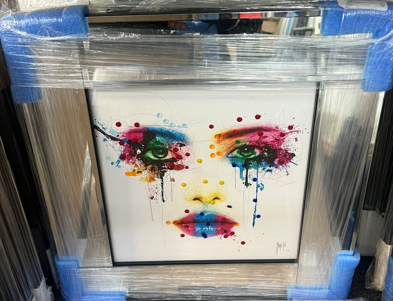 Multi color crying eyes liquid art picture mirror glass frame NEW