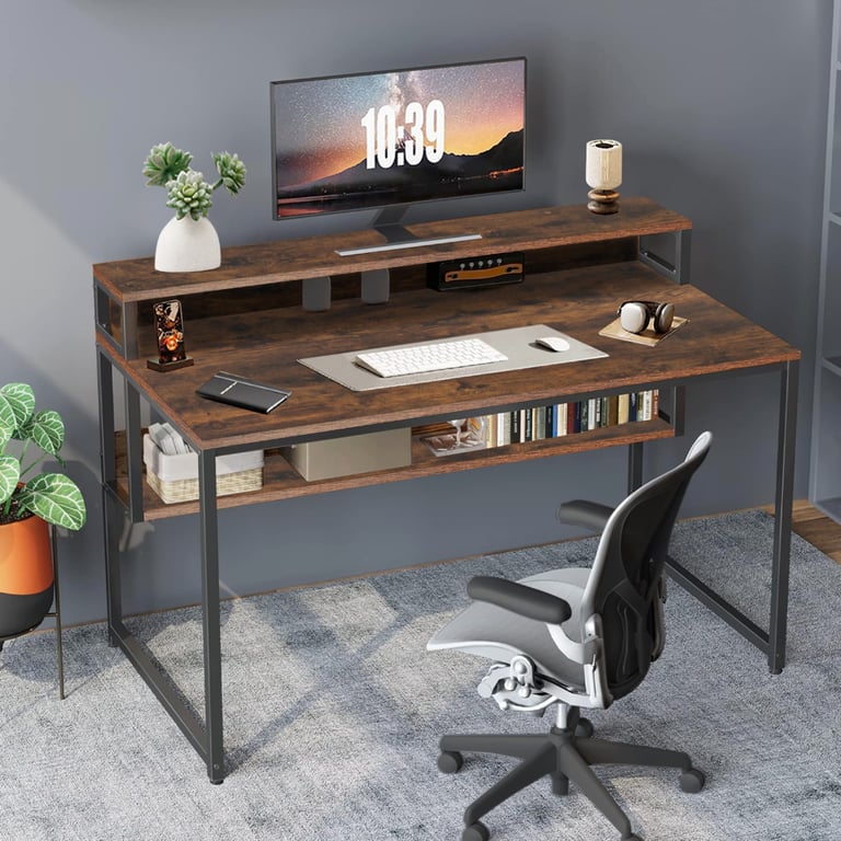 New Only Computer Desk Laptop PC Study Table Writing Home Office Desk Workstation Shelves