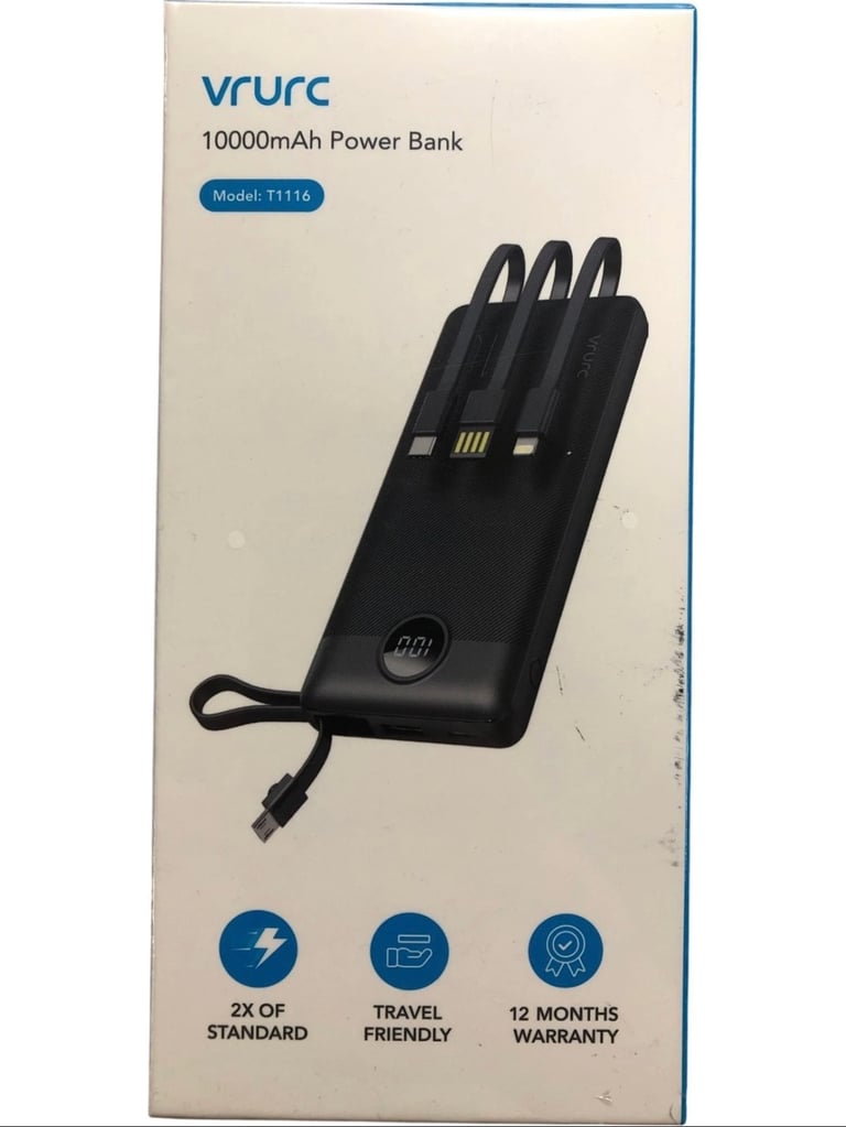 image for VRURC 10000mAh T1116 Portable Charger Multi Connections