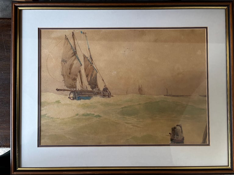 Original Art. English School (early 20th century) Fishing Boat watercolour