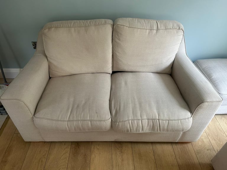 image for Stone/Cream Two Seater Sofas x2