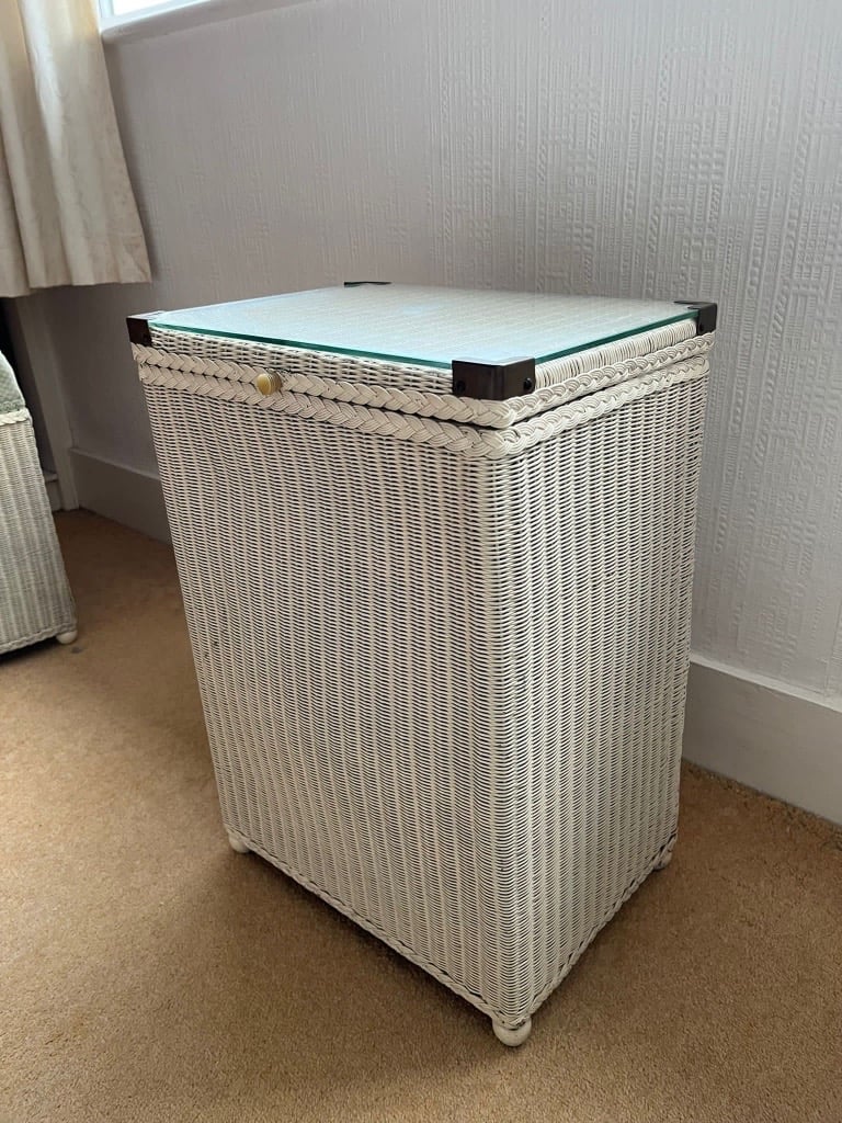 Vintage Lloyd Loom white laundry basket with original glass top | in  Arnold, Nottinghamshire | Gumtree
