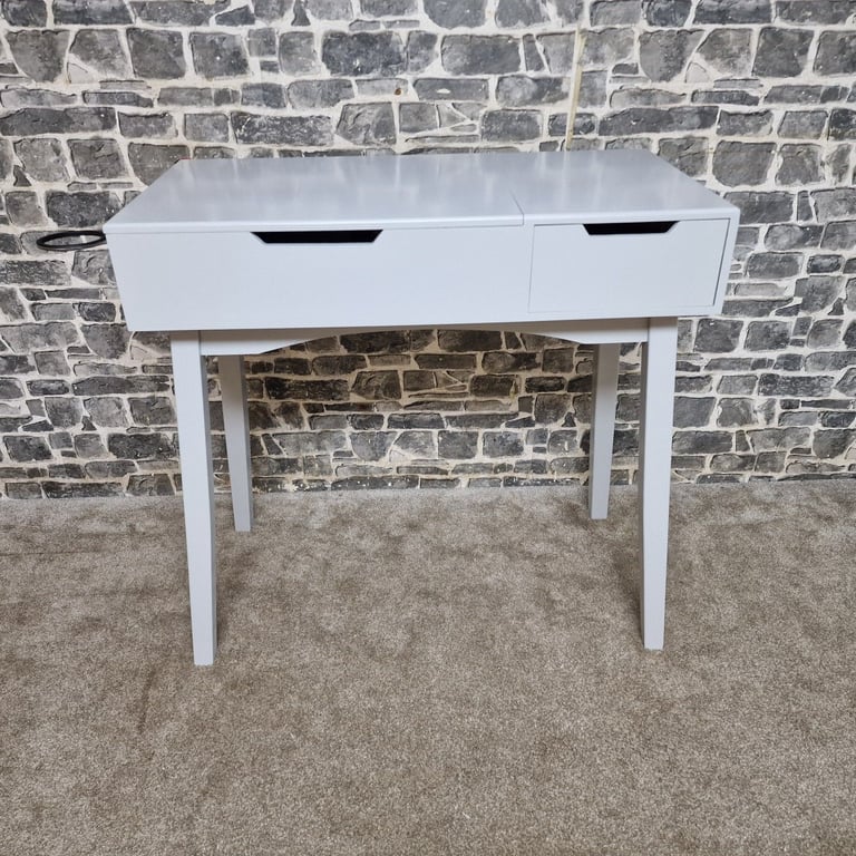 image for Compact Solid Wood Dressing Table with LED Mirror