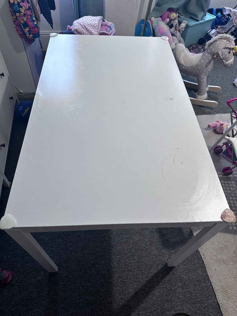 White Table with 2 Stackable Chairs – Sturdy & Easy to Clean