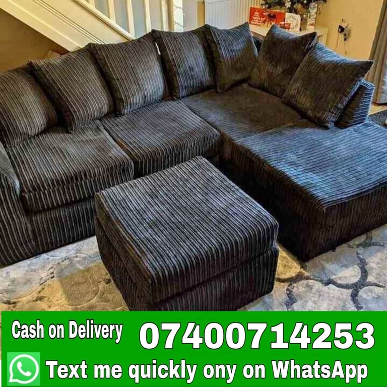 Luxury Jumbo Cord Sofas - Corner & 3 Seater 2 Seater Sofa Set