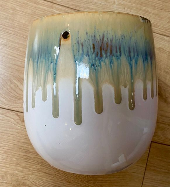 CERAMIC DRIP GLAZE PLANTER POT, HANGING BASKET FLOWERS