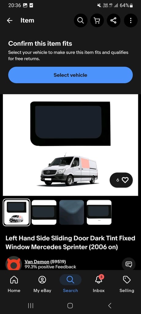 Mercedes sprinter mk2 2006 on side window