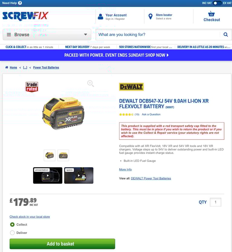 Dewalt Flexvolt Batteries brand new 9amp