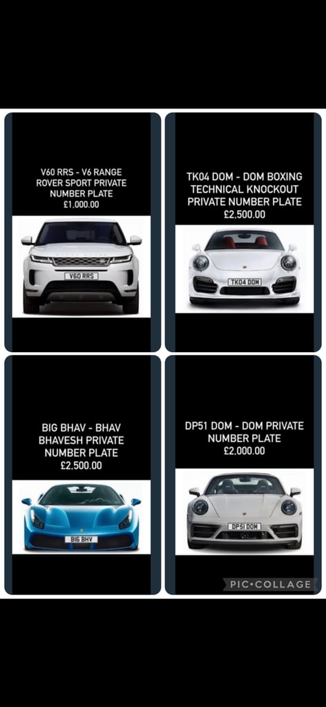 PRIVATE REGISTRATION PLATE NUMBERS