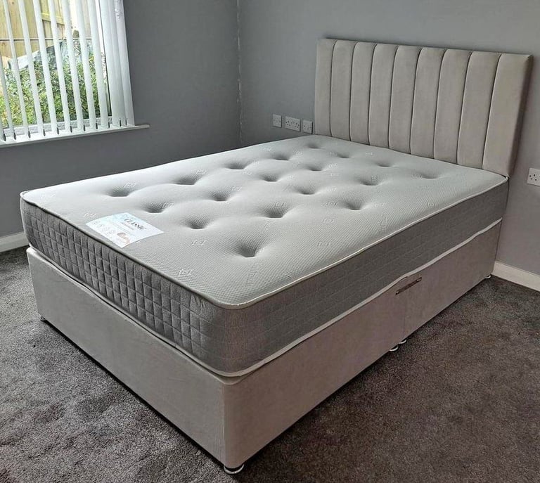 image for 4ft6 Double Bed Cream Color With Mattress BRAND NEW ~~~ Same Day Delivery