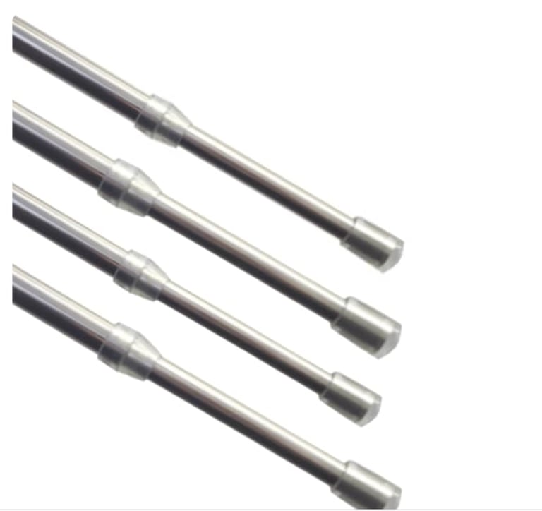 QTY 3 - DUNELM SATIN SILVER EXTENDABLE NO DRILL VOILE/NET CURTAIN TENSION RODS 150-200MM