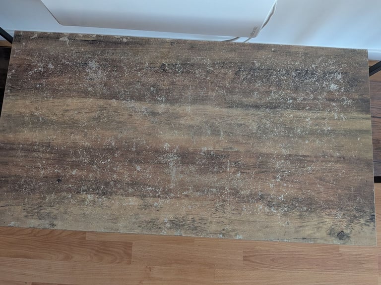 Wood and black metal coffee table 