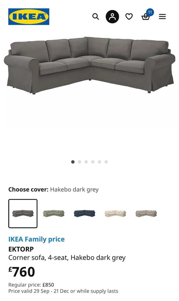 Corner Sofa IKEA EKTORP in Excellent Condition like new
