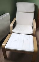 IKEA Poang armchair and matching footstool