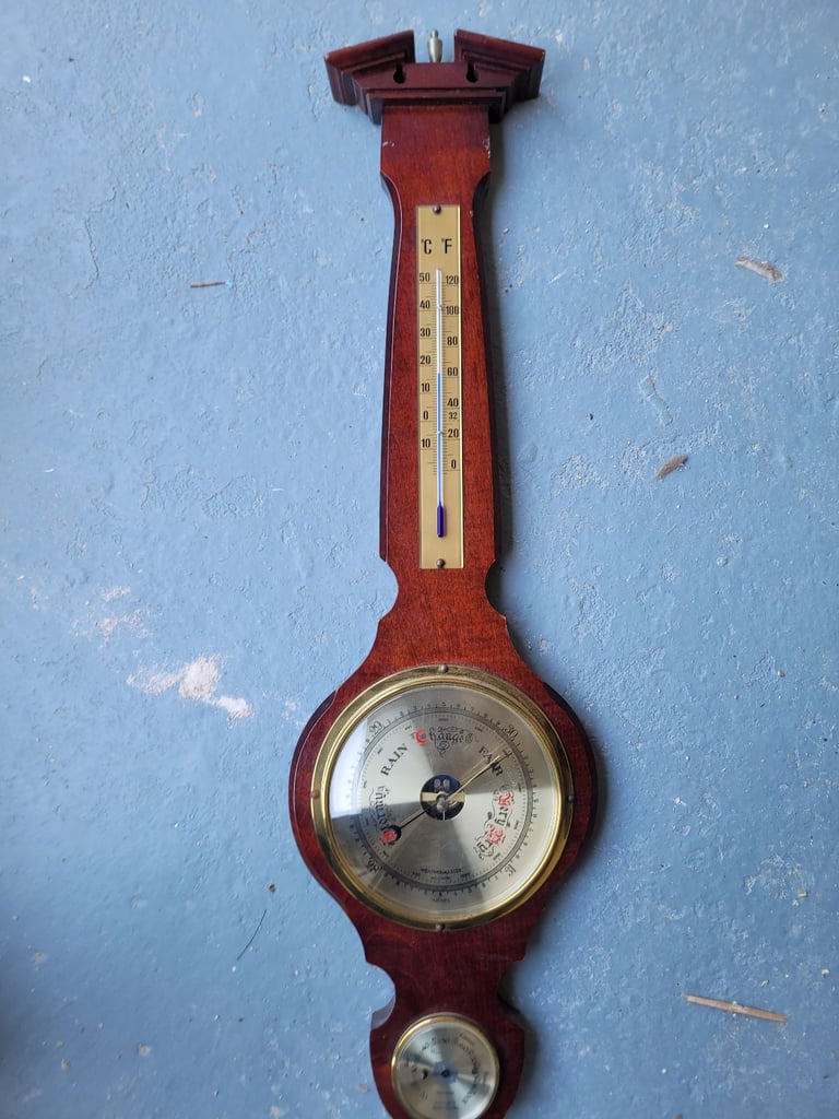 Large Vintage Banjo Weathermaster barometer, thermometer and hygrometer. 