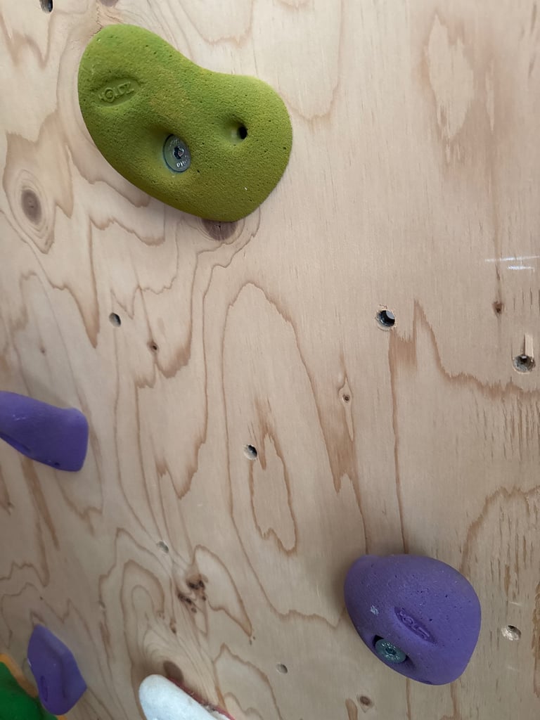 Climbing wall with 22 boulder holds