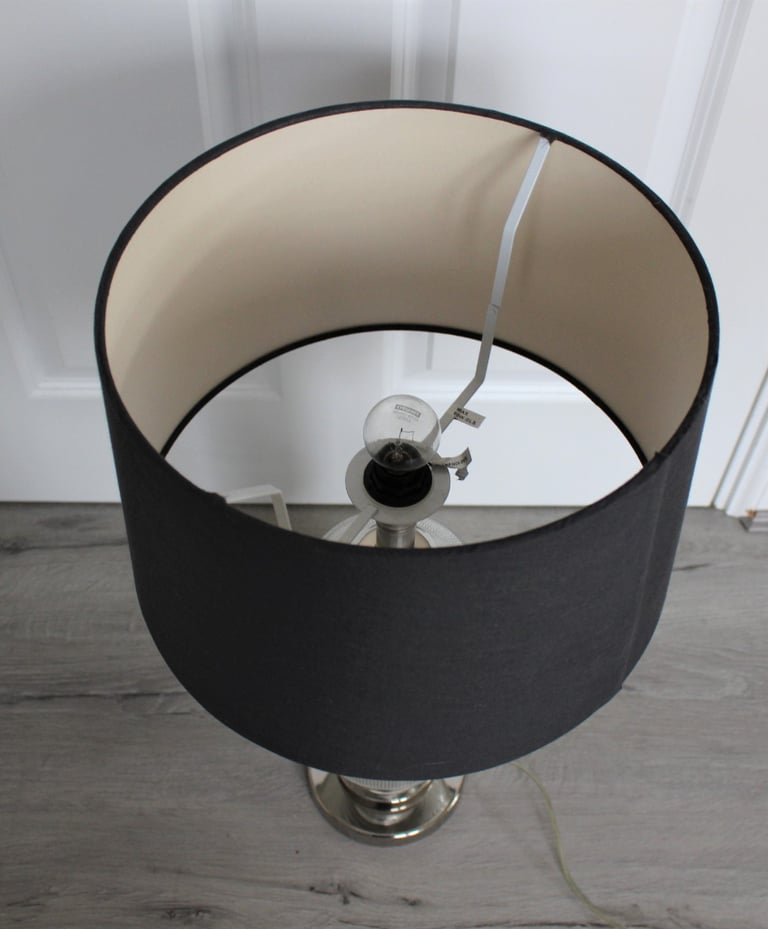 RV Astley Malin Nickel Glass Lamp Base Blue Shade Large Table Light Luxury