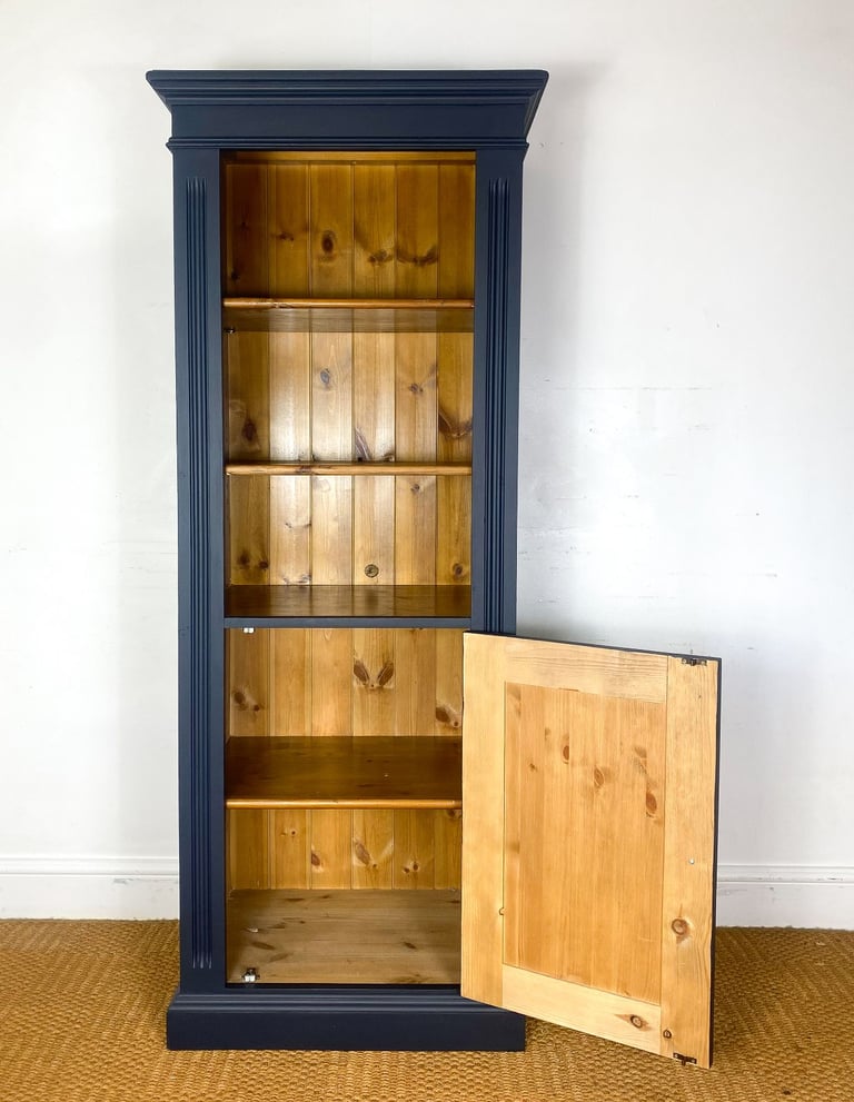 5.5ft Reclaimed solid pine kitchen dresser larder pantry linen cupboard tall slim with deep shelves