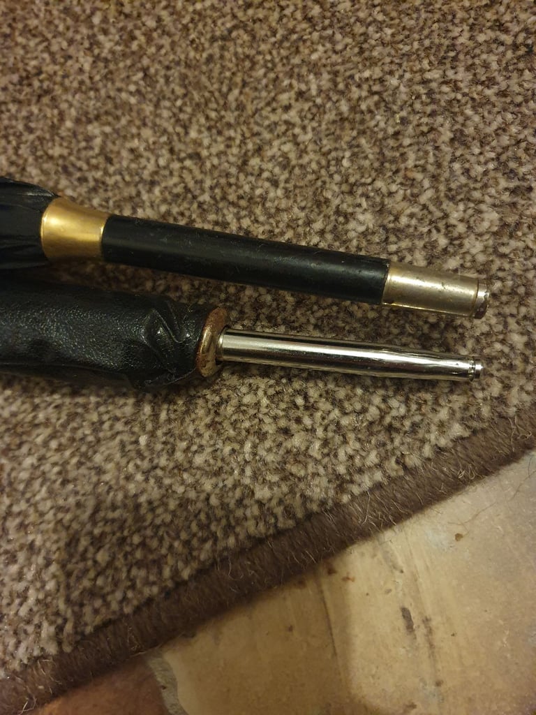 2 Vintage Pop Up Umbrellas, Great Condition For Age, No Damage, Clean, Wood & Leather Handles