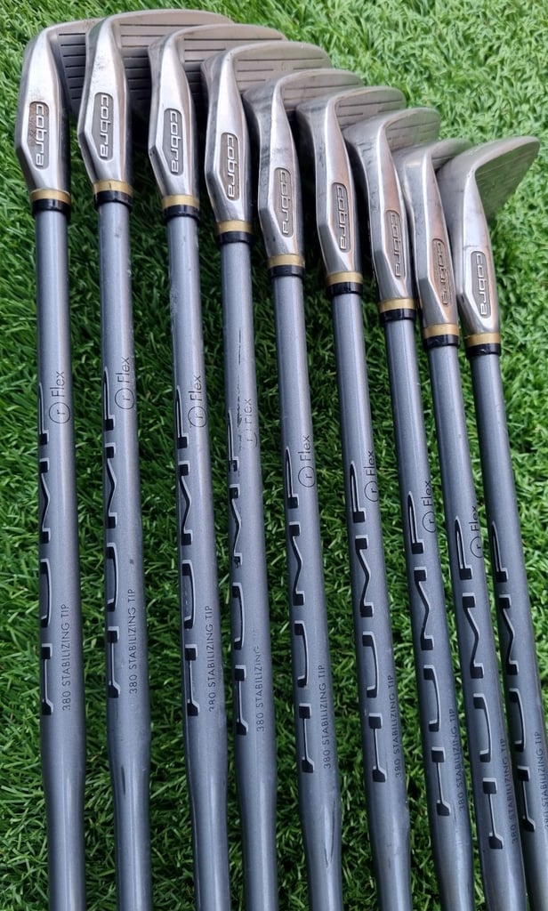 KING COBRA - OFFSET 3-SW, 1-3-5-7, Chipper wedge, putter, CALLAWAY bag, trolley & EXTRA's