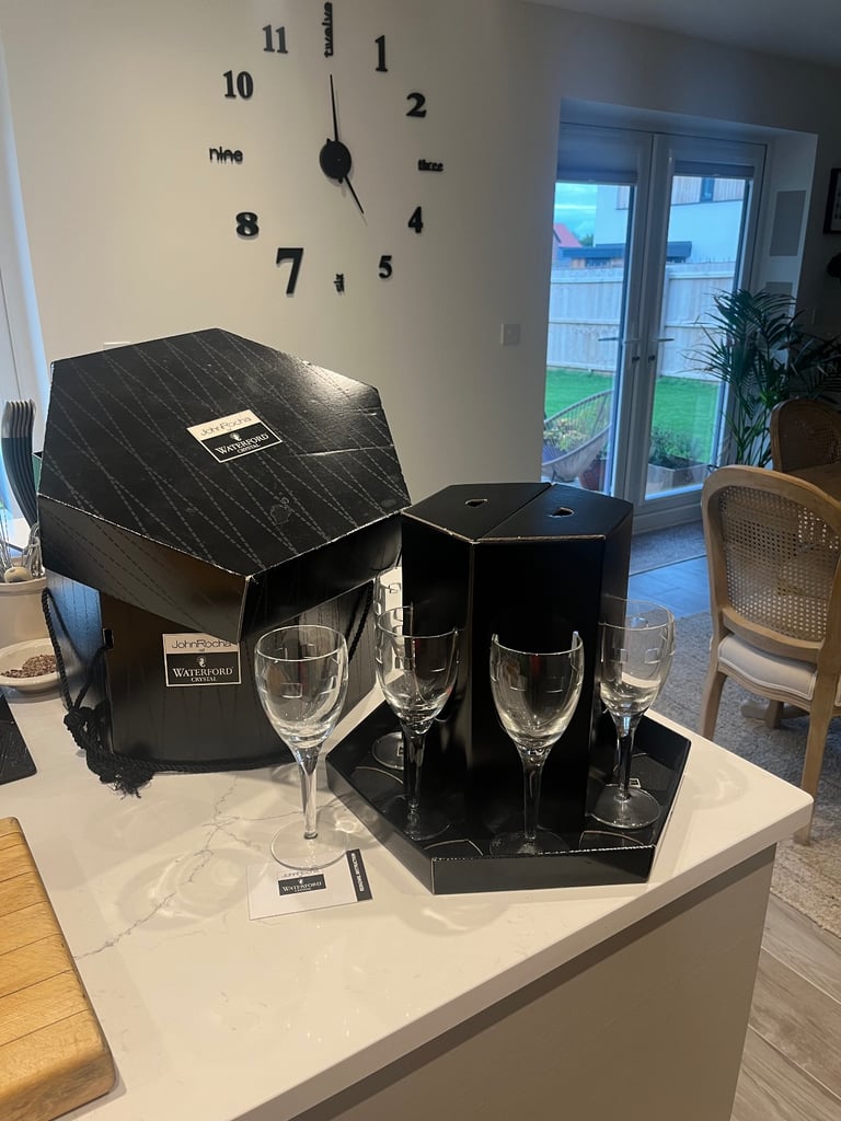 Waterford Crystal Geo John Rocha box of 6 white wine glasses