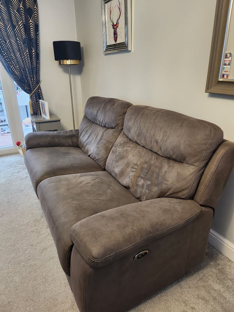 Dfs Grey electric recliner sofa 3 seater 