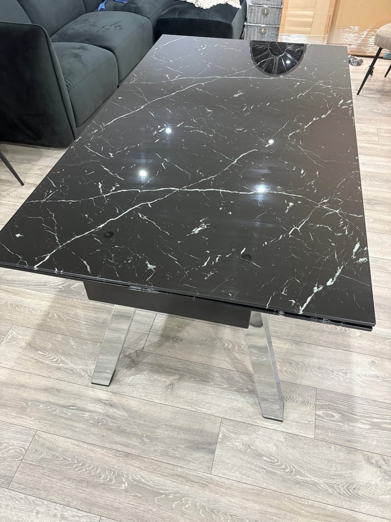 Tempered glass marble table 