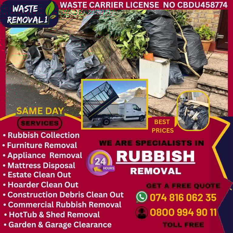 Rubbish Removal / Waste Removal - Waste Clearance, Rubbish Clearance - Call Now for a Quote