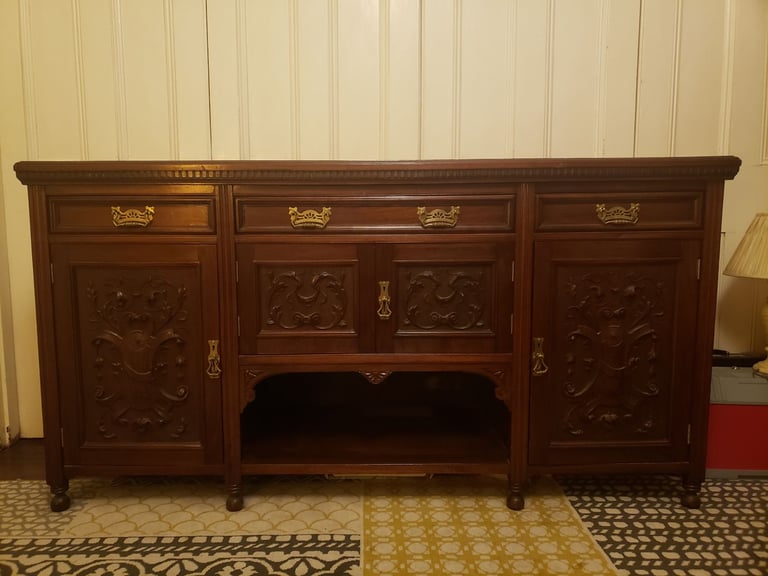 Sideboard Edwardian carved mahogany 