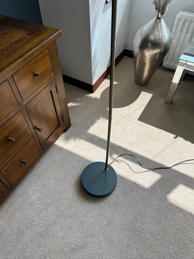 Dunelm Blue and Gold Curved Floor Lamp 