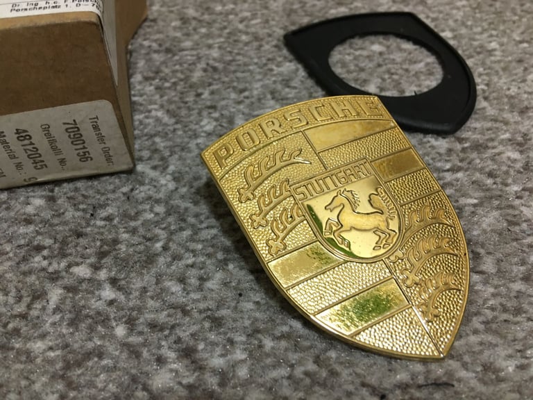 Porsche Gold Lid Emblem Bonnet Badge