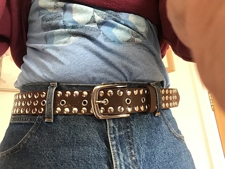 Men’s / Unisex Brown Cowhide leather studded belt .