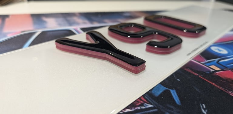 6mm Pink 4D with Black Gel Car Number Plates 
